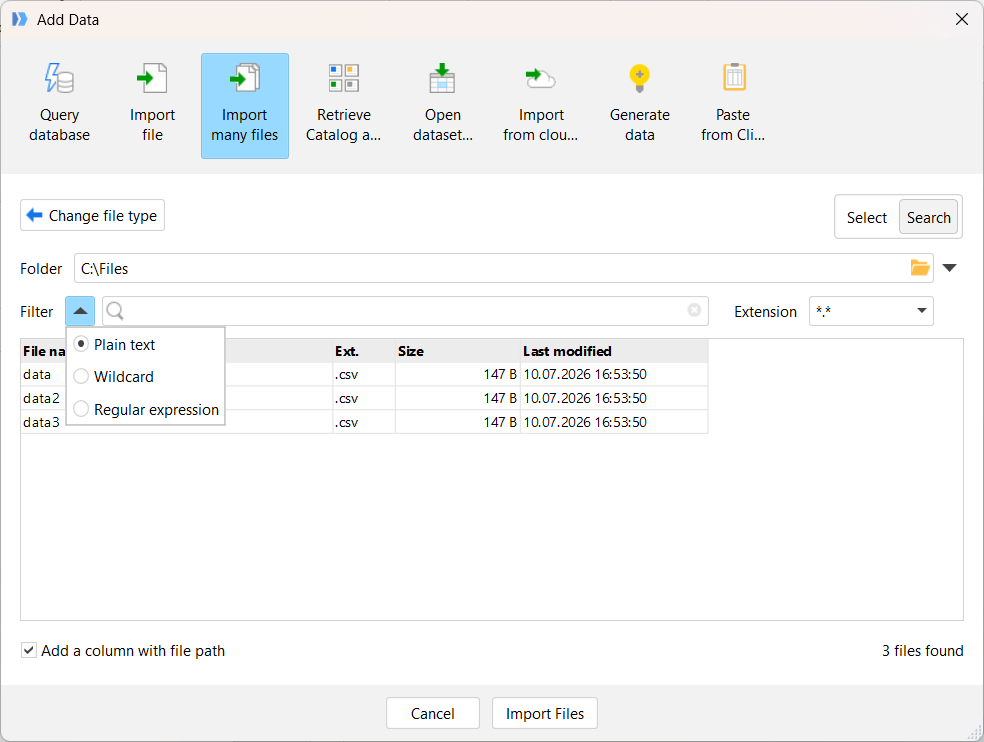Add multiple files search