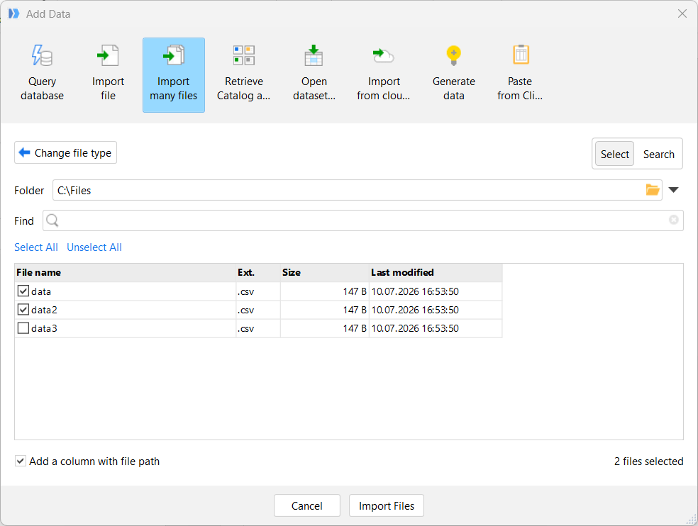 Add multiple files select