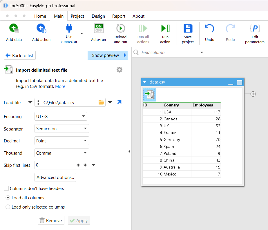 Add file options