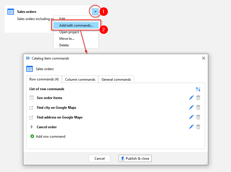 Add/edit asset commands