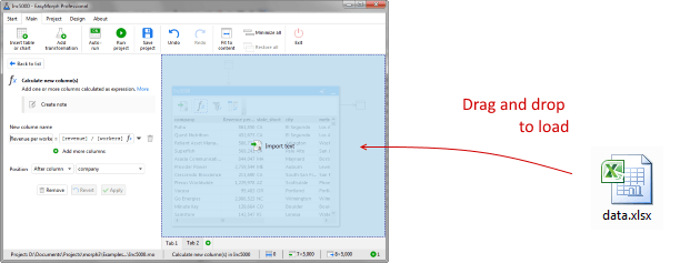 Drag files