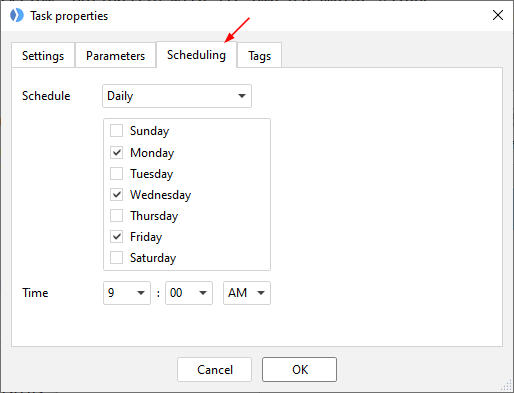 EasyMorph Launcher task schedule