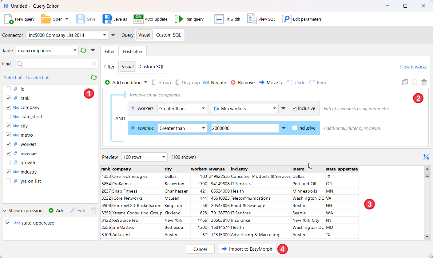 Query editor