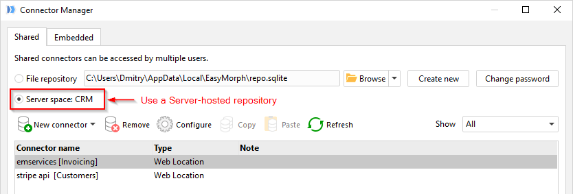 Selecting Hub-hosted repository