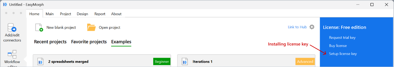 Installing license key