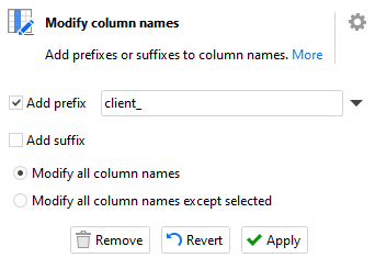 Modify Column Names action