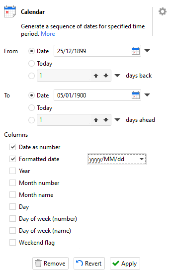 Calendar action