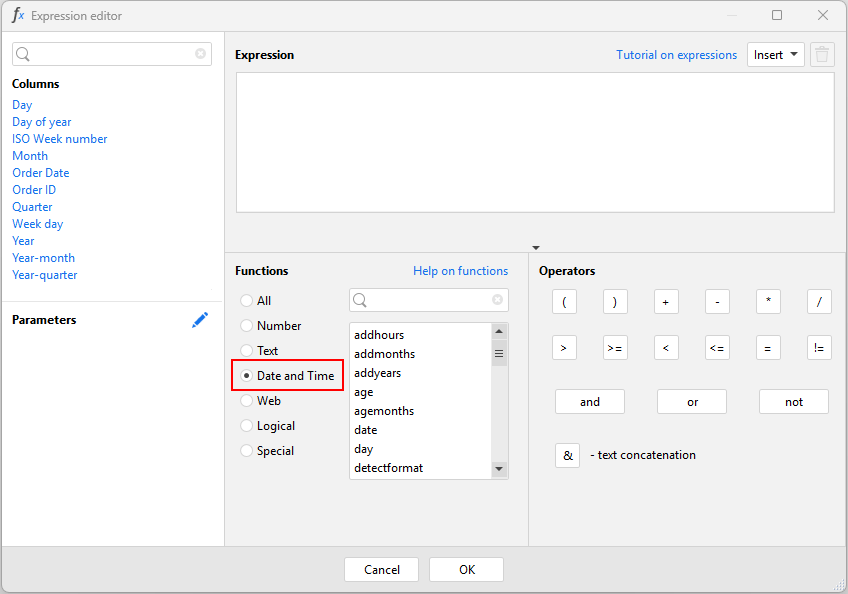 Date and time expression category