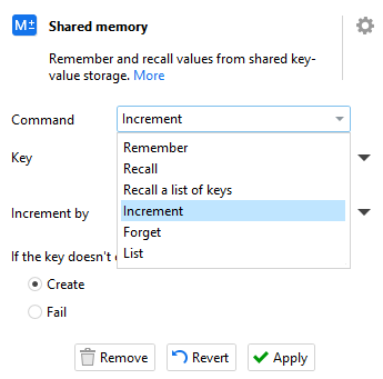 Shared memory action increment