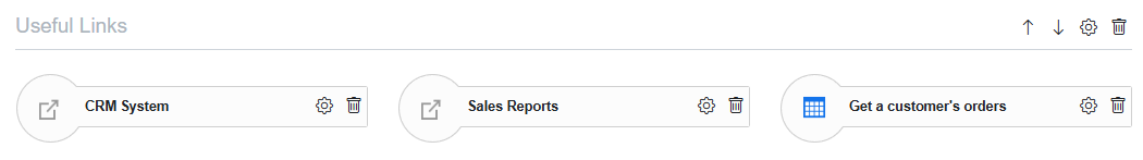 Asset shortcuts section