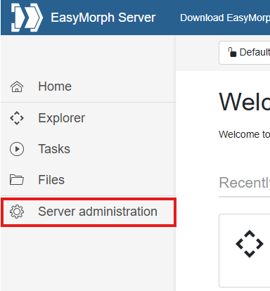 Accessing Server Administration Section
