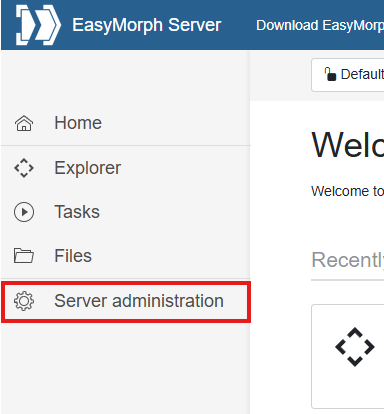 Accessing Server Administration Section