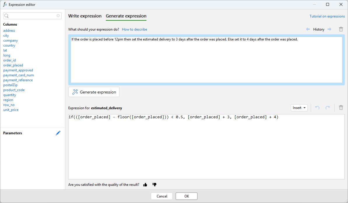 Generate expressions with AI assistance