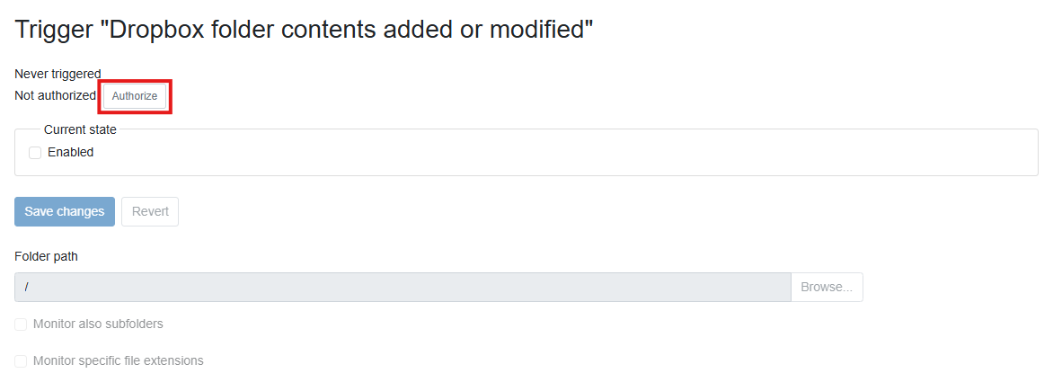 The Dropbox folder trigger
