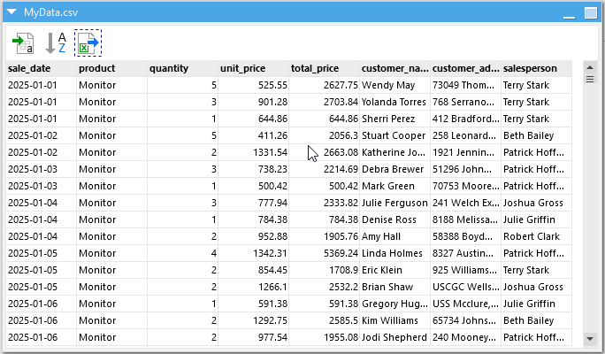 Dragging columns to reorder them