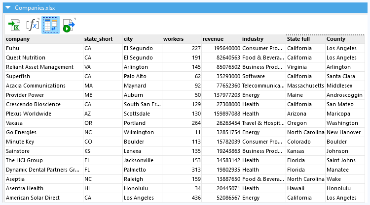 EasyMorph data preview after transformations