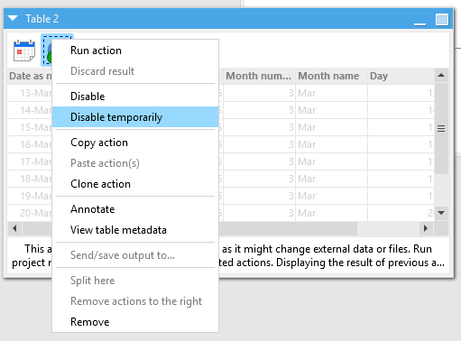Disable temporarily option in the right-click menu