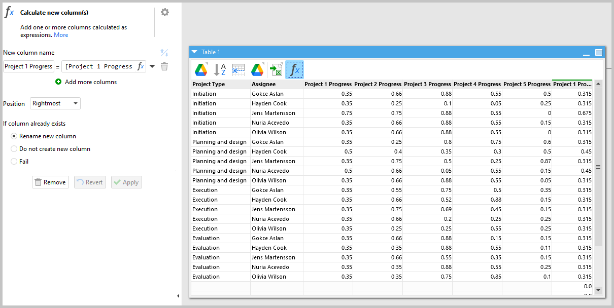 EasyMorph Calculate new column action