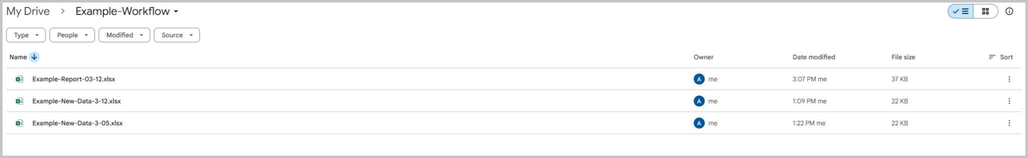 Updated report visible in Google Drive