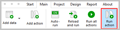 EasyMorph Run Action button in navigation bar