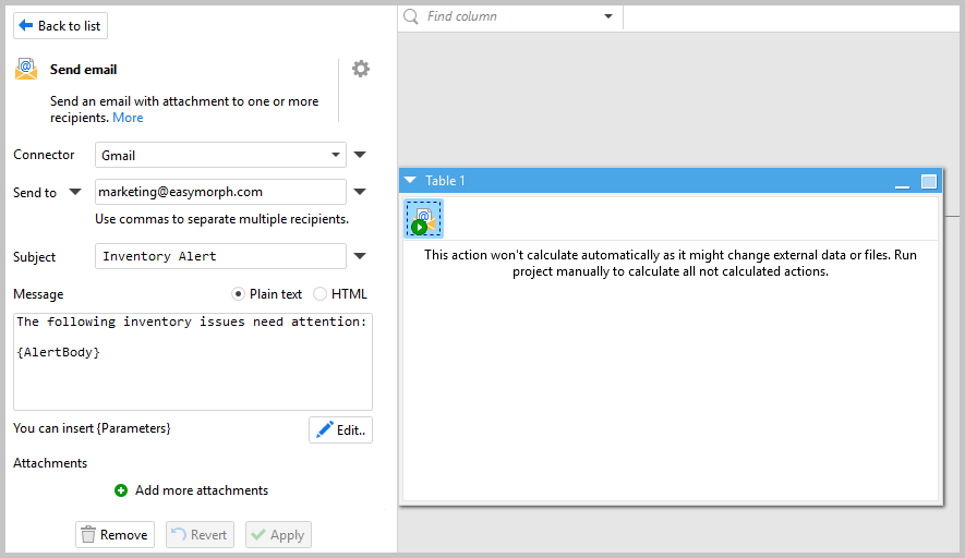 add the send email action