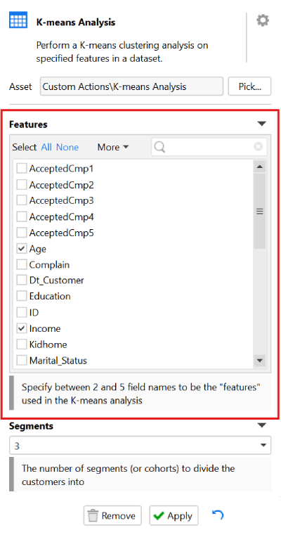 Column selector parameter