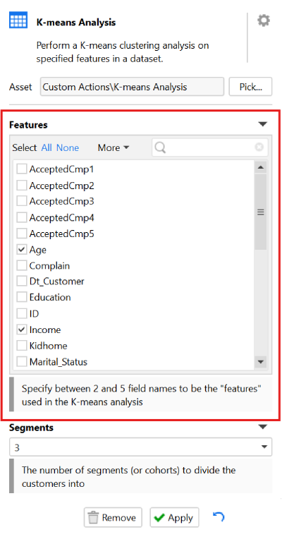 Column selector parameter