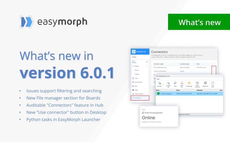 What's new in EasyMorph v6.0.1