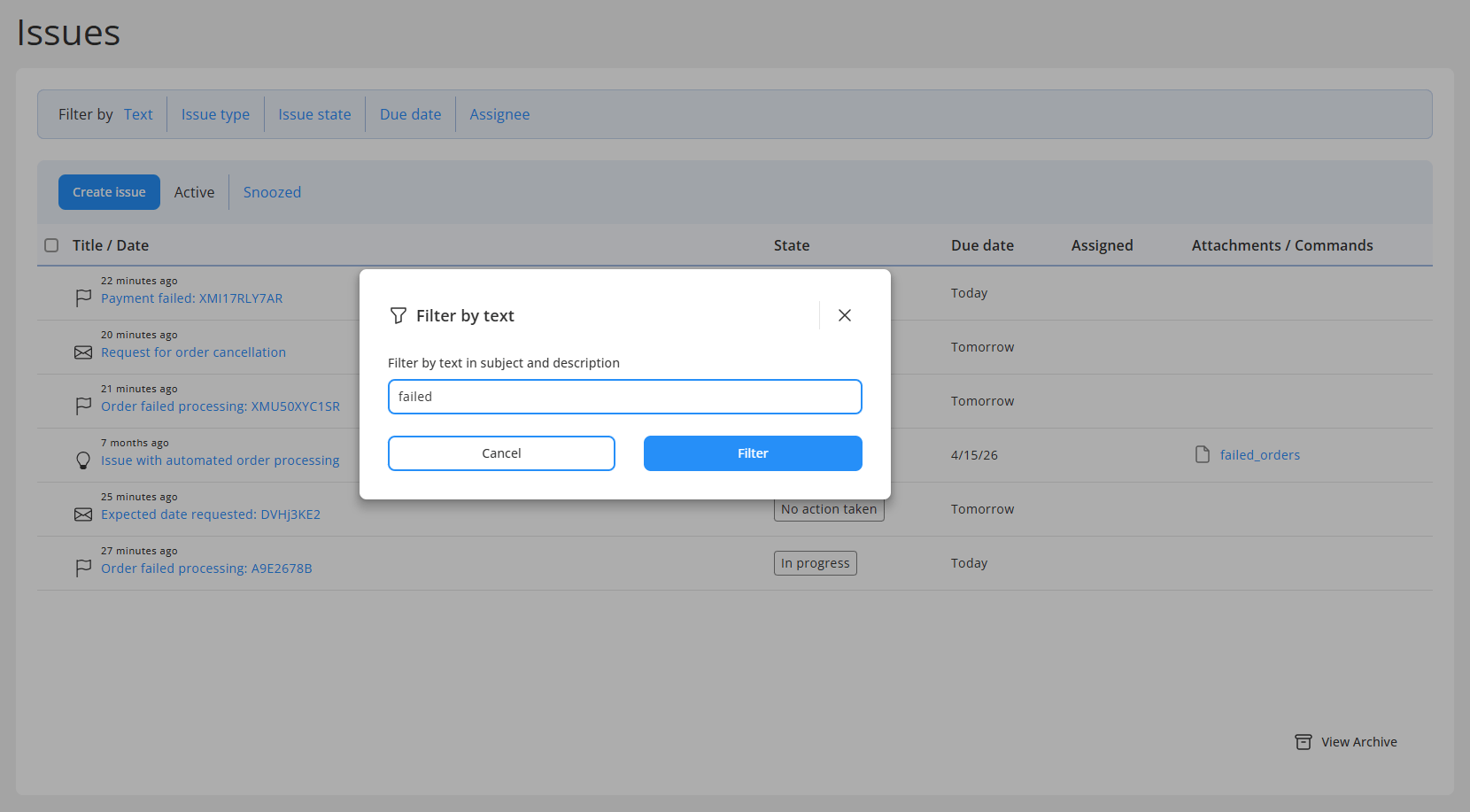 Text filtering (A.K.A. searching) issues