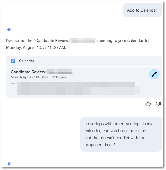 Example AI interaction