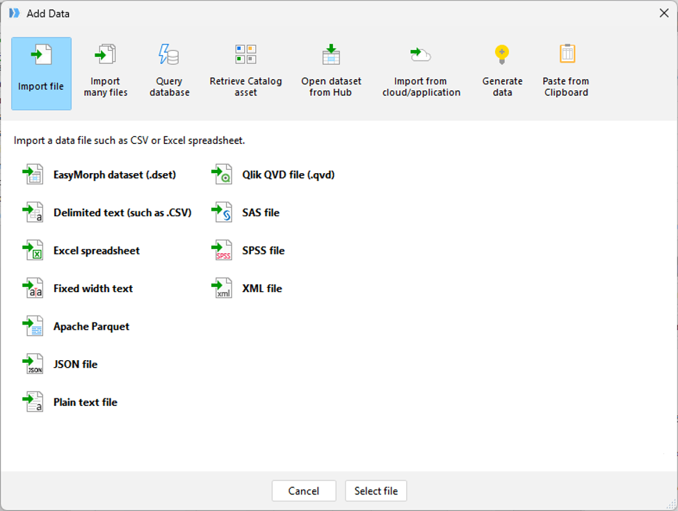 A new Add data dialog