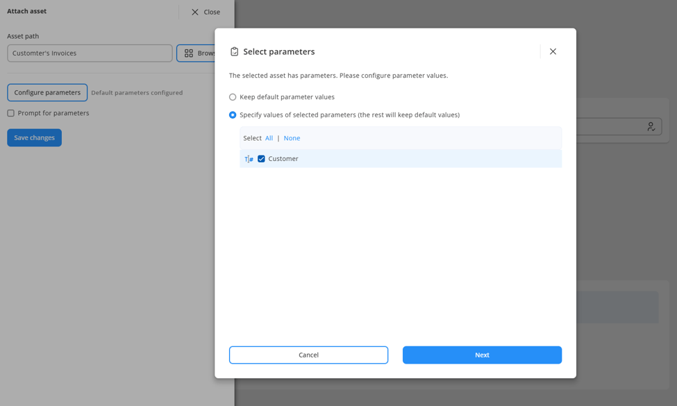 Configuring parameters for issue attachments
