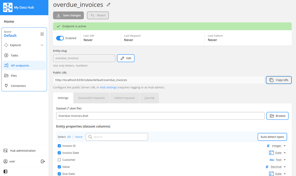 Configuring a new OData endpoint