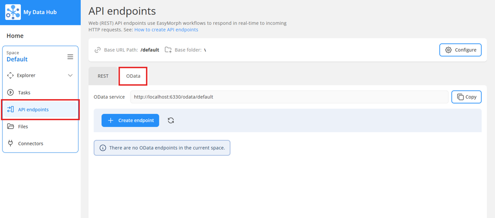 Natigate to the OData endpoints