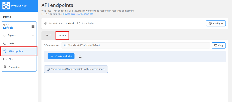 Natigate to the OData endpoints