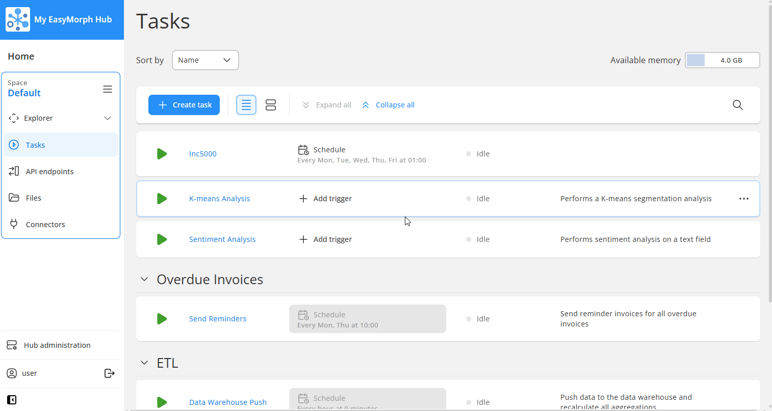Collapsable Task groups