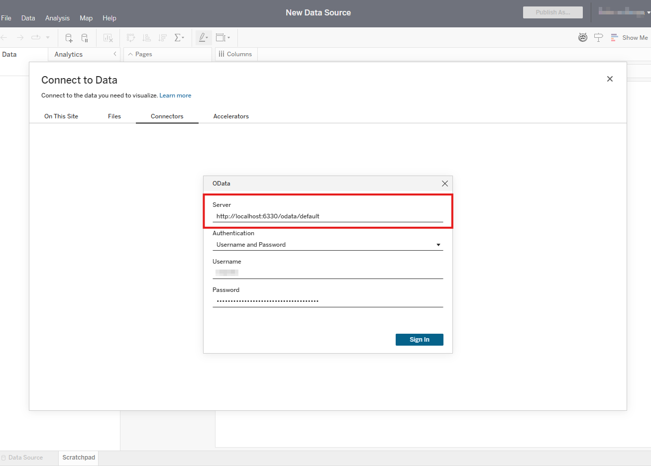 OData connector creating in Tableau
