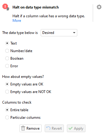 Halt on data type mismatch