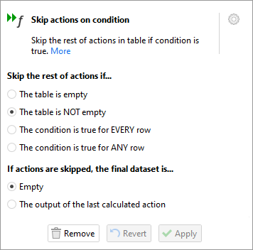 Skip actions on condition