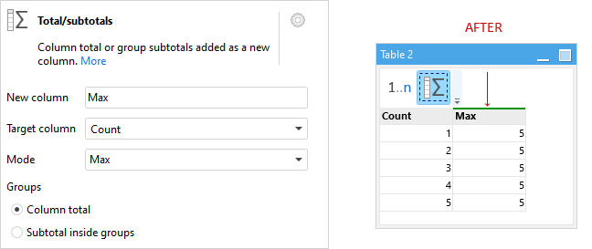 Calculate new column action