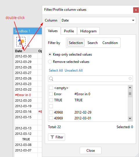 Column profiler