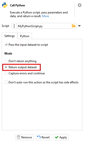 Return data to the EasyMorph project
