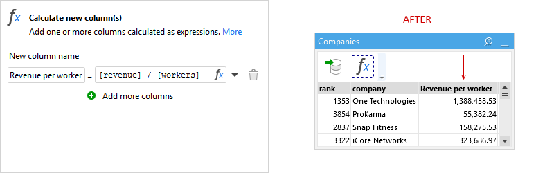 Calculate new column action