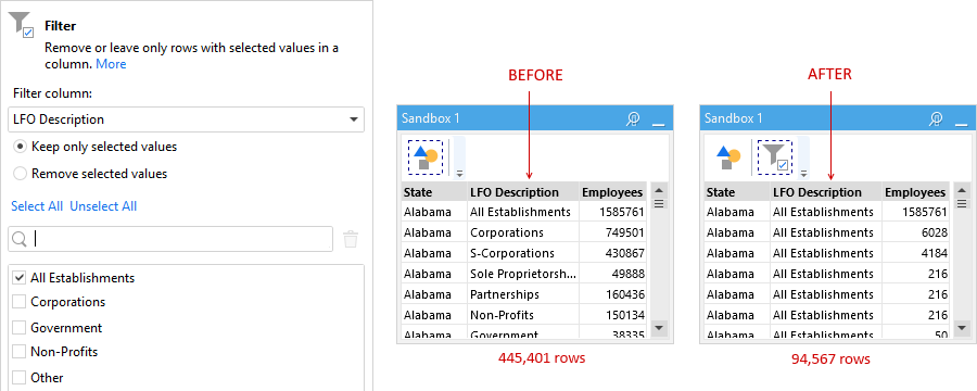 Selection filter