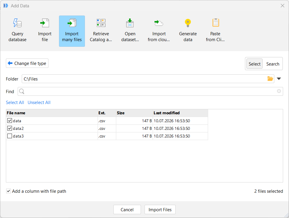Add multiple files select