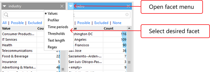 Changing an instant filter’s facet