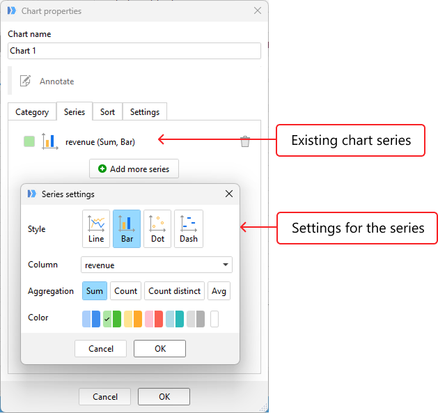 Chart series settings