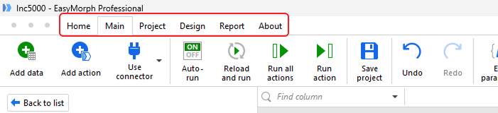 Navigation tabs