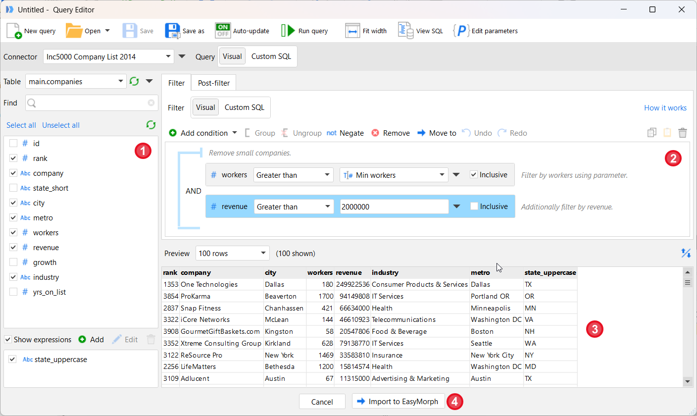 Query editor