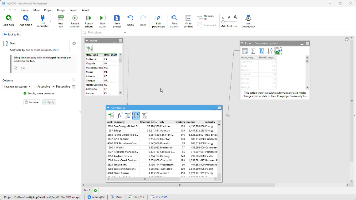 The settings panel can be collapsed and expanded